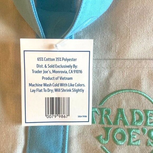 Trader Joes Mini Canvas Blue Pastel Tote Bag 2025 Limited Edition - ONE BAG - Picture 3 of 5
